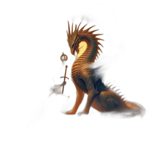 dragon, staff, animal, creature transparent PNG cut-out