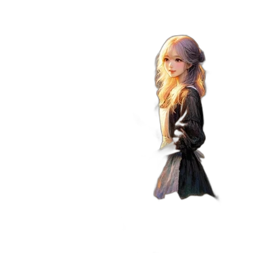 dress, staff, hair, jacket transparent PNG cut-out