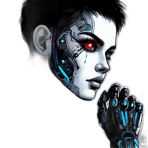 robot, face, cyberpunk, concept art transparent PNG cut-out