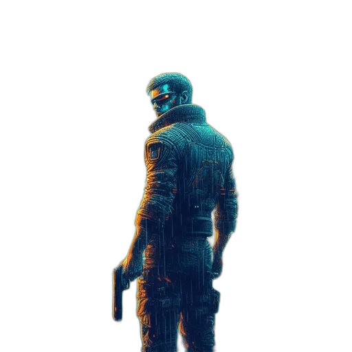 robot, jacket, face, creature transparent PNG cut-out