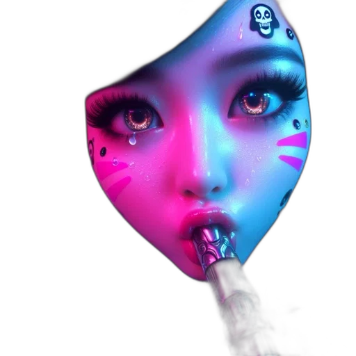 mask, umbrella, face, vaporwave transparent PNG cut-out