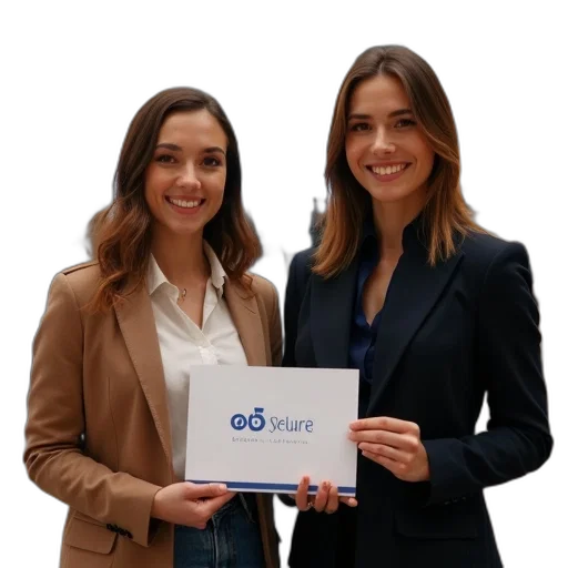 staff, two, female, employees transparent PNG cut-out