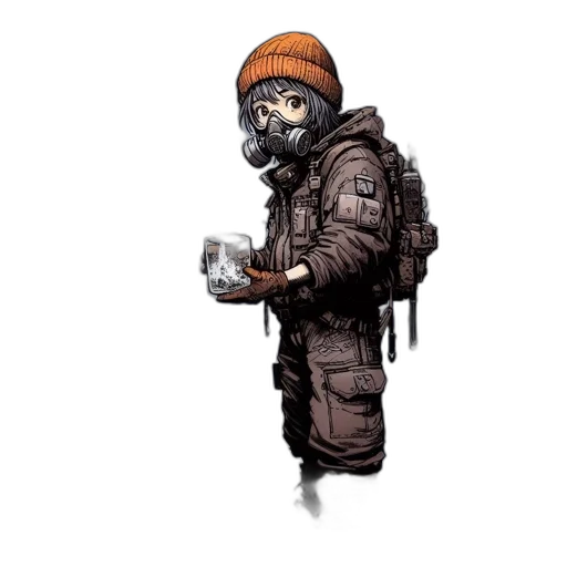 jacket, mask, face, weapon transparent PNG cut-out