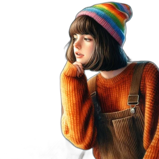 hat, jacket, dress, face transparent PNG cut-out
