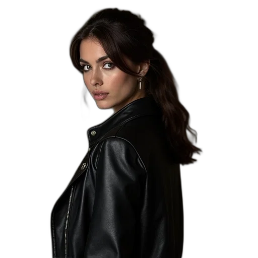 jacket, hair, face, dress transparent PNG cut-out
