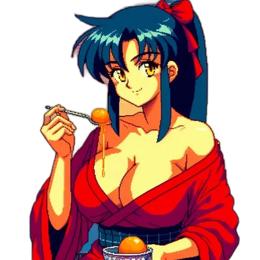 dress, jewelry, staff, pixel art transparent PNG cut-out