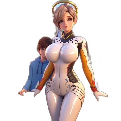 robot, dress, weapon, staff transparent PNG cut-out