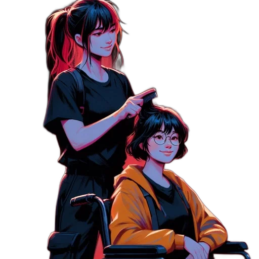 hair, staff, crown, cyberpunk transparent PNG cut-out