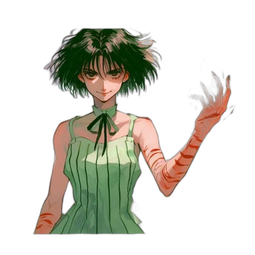 dress, staff, weapon, hair transparent PNG cut-out