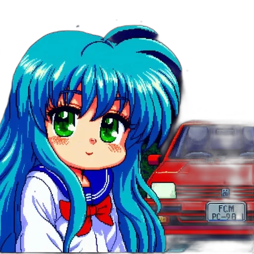 car, robot, vaporwave, anime transparent PNG cut-out