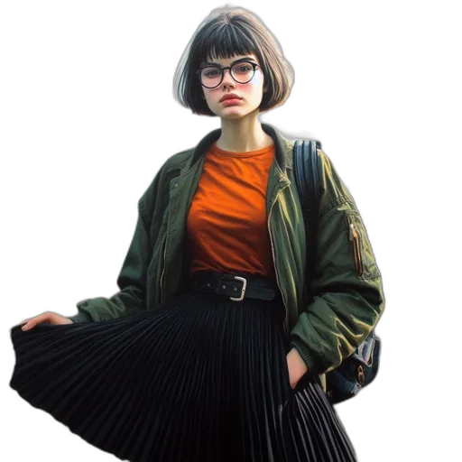 jacket, dress, face, oil painting transparent PNG cut-out
