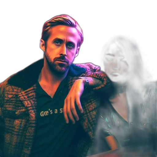 jacket, face, vaporwave, cyberpunk transparent PNG cut-out