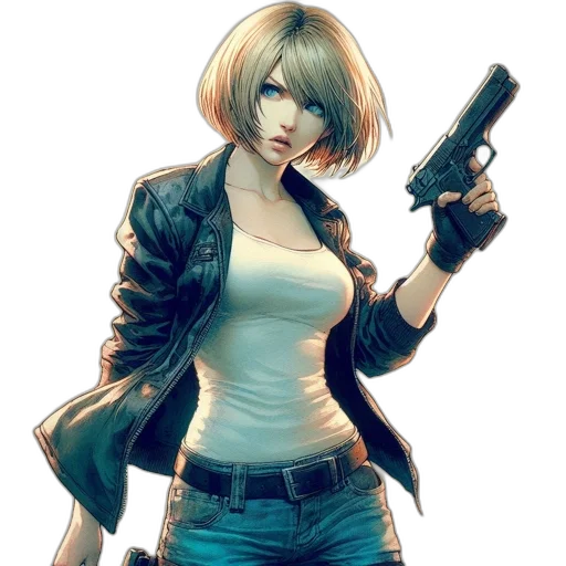jacket, weapon, concept art, comic book art transparent PNG cut-out