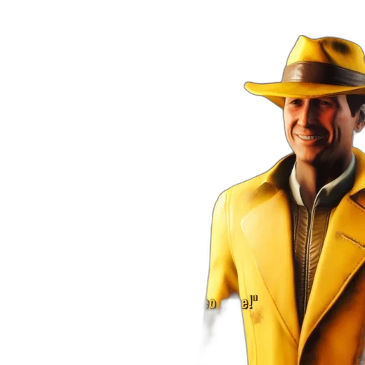 jacket, hat, staff, robot transparent PNG cut-out