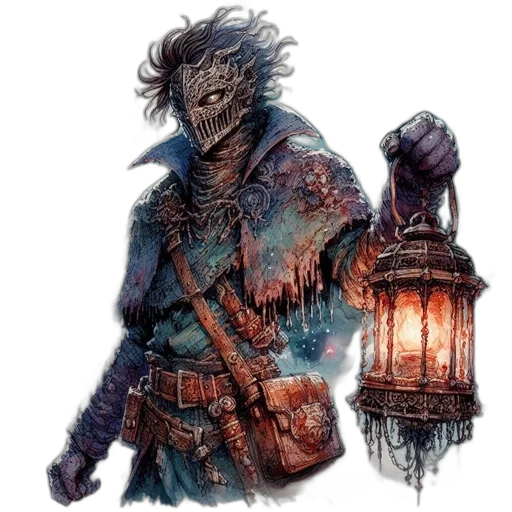 mask, staff, creature, jacket transparent PNG cut-out