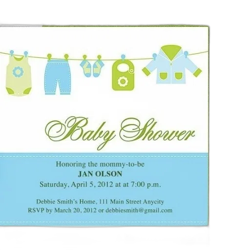 baby, shower, invitation, green transparent PNG cut-out