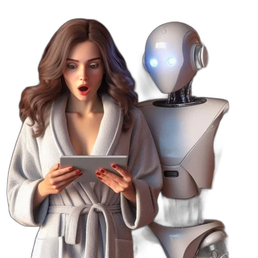 robot, concept art, 3d render, cyberpunk transparent PNG cut-out