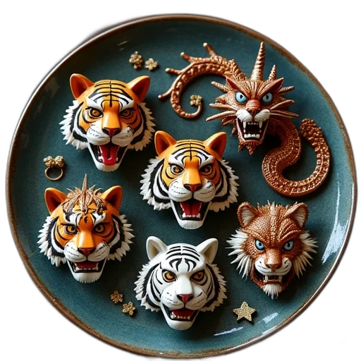 jewelry, food, plate, full transparent PNG cut-out
