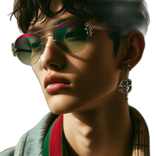jewelry, jacket, face, photorealistic transparent PNG cut-out