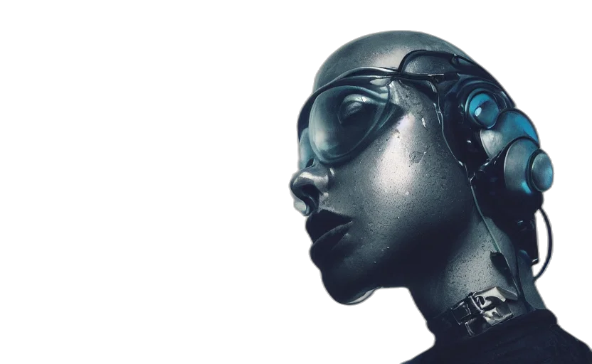 robot, mask, face, cyberpunk transparent PNG cut-out