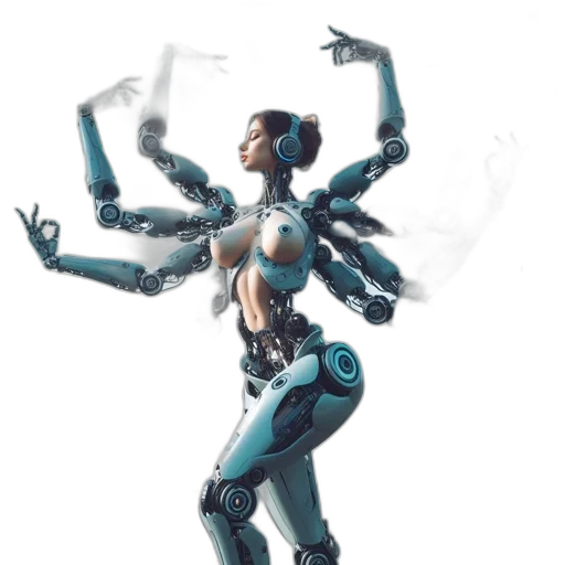 robot, weapon, concept art, cyberpunk transparent PNG cut-out