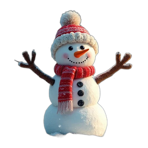 hat, 3d render, snow, happy transparent PNG cut-out