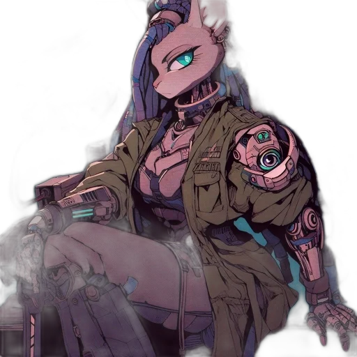 jacket, robot, creature, staff transparent PNG cut-out