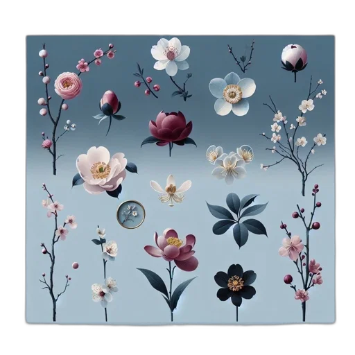 flower, jewelry, blue, pastel transparent PNG cut-out