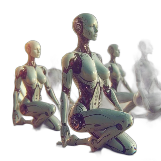 robot, 3d render, concept art, photorealistic transparent PNG cut-out
