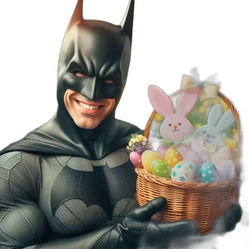 photorealistic, batman, holds, basket transparent PNG cut-out