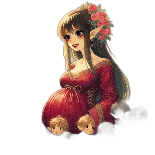 dress, flower, fantasy art, pixel art transparent PNG cut-out