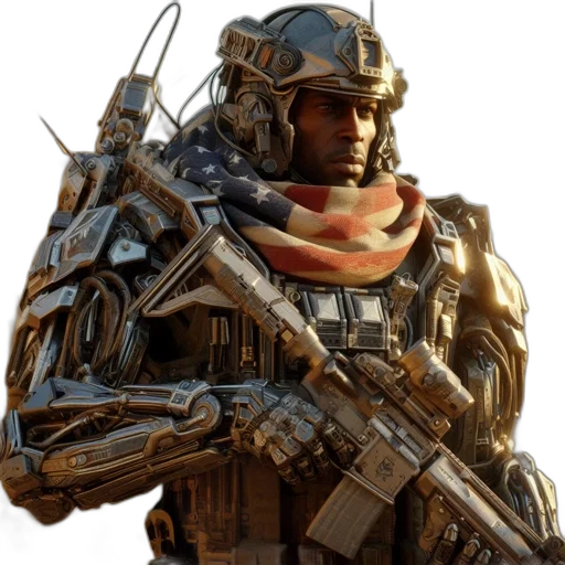 weapon, robot, face, staff transparent PNG cut-out