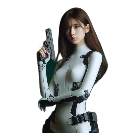 robot, weapon, concept art, 3d render transparent PNG cut-out