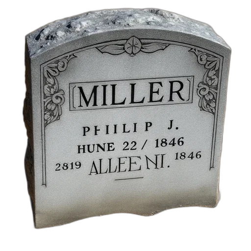 headstone, name, miller, top transparent PNG cut-out