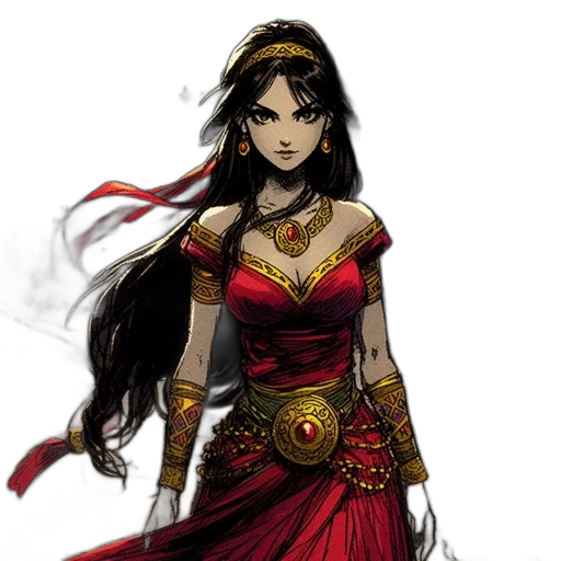 dress, fantasy art, concept art, comic book art transparent PNG cut-out