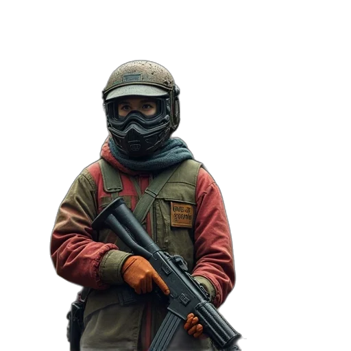 weapon, mask, staff, jacket transparent PNG cut-out