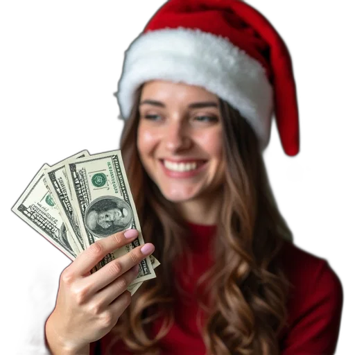 cheerful, woman, santa, claus transparent PNG cut-out