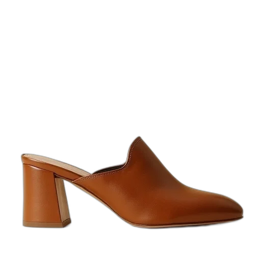 shoes, flat, mule, tan transparent PNG cut-out