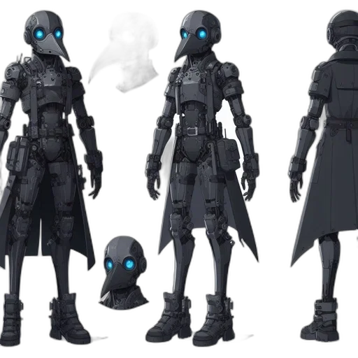robot, concept art, cyberpunk, 3d render transparent PNG cut-out