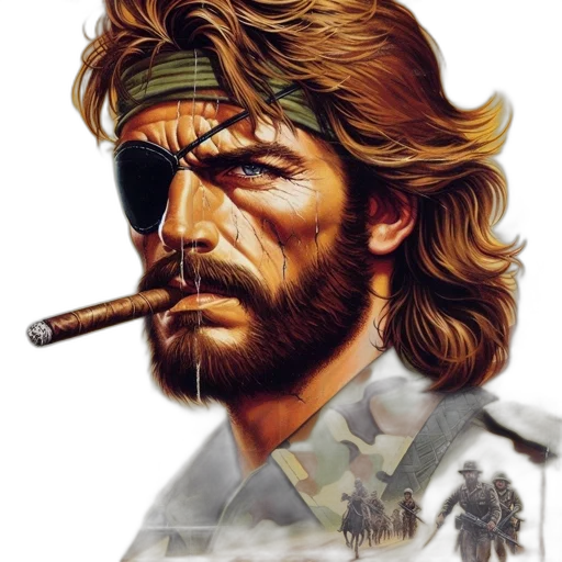 face, weapon, jacket, comic book art transparent PNG cut-out