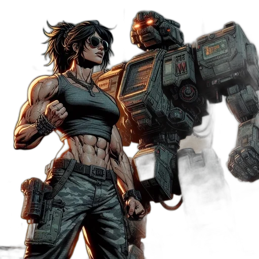 robot, concept art, comic book art, cyberpunk transparent PNG cut-out