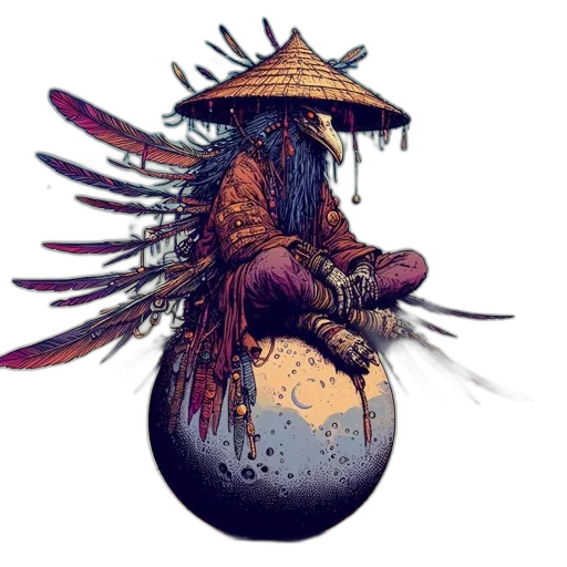 dragon, hat, mask, staff transparent PNG cut-out