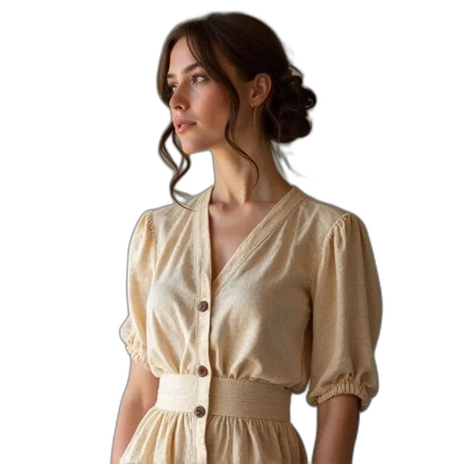 dress, photorealistic, earth tones, golden transparent PNG cut-out