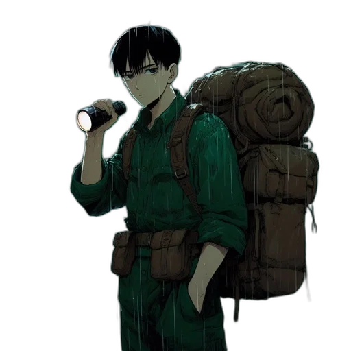 jacket, staff, bottle, weapon transparent PNG cut-out
