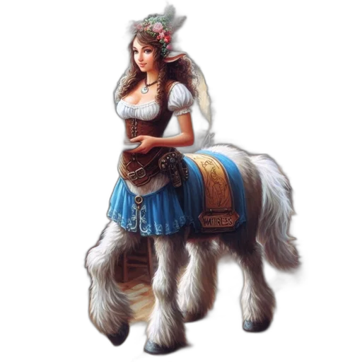 animal, dress, staff, fantasy art transparent PNG cut-out