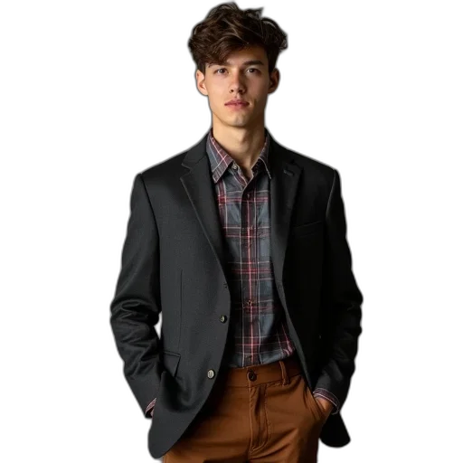 jacket, staff, photorealistic, earth tones transparent PNG cut-out