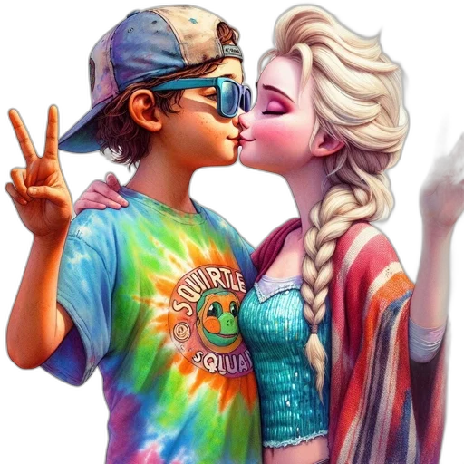 face, vaporwave, cartoon, fantasy art transparent PNG cut-out