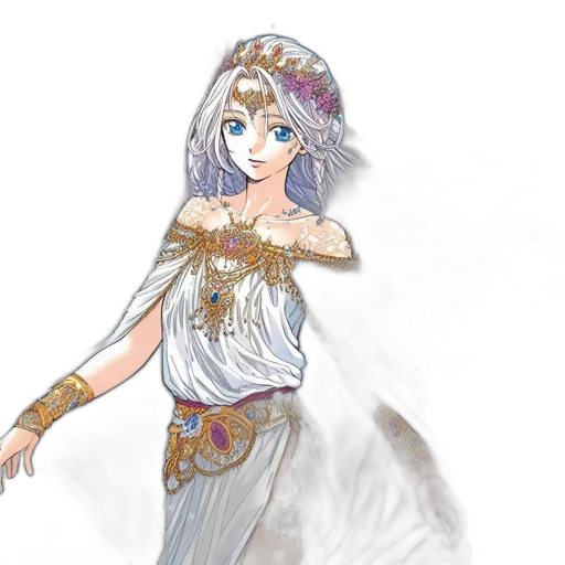dress, jewelry, staff, crown transparent PNG cut-out
