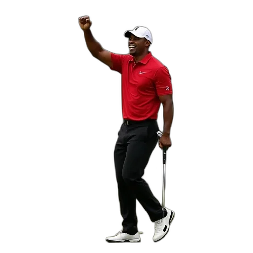 tiger, woods, celebrates, after transparent PNG cut-out