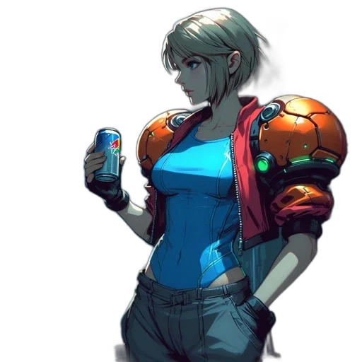 robot, jacket, weapon, bottle transparent PNG cut-out